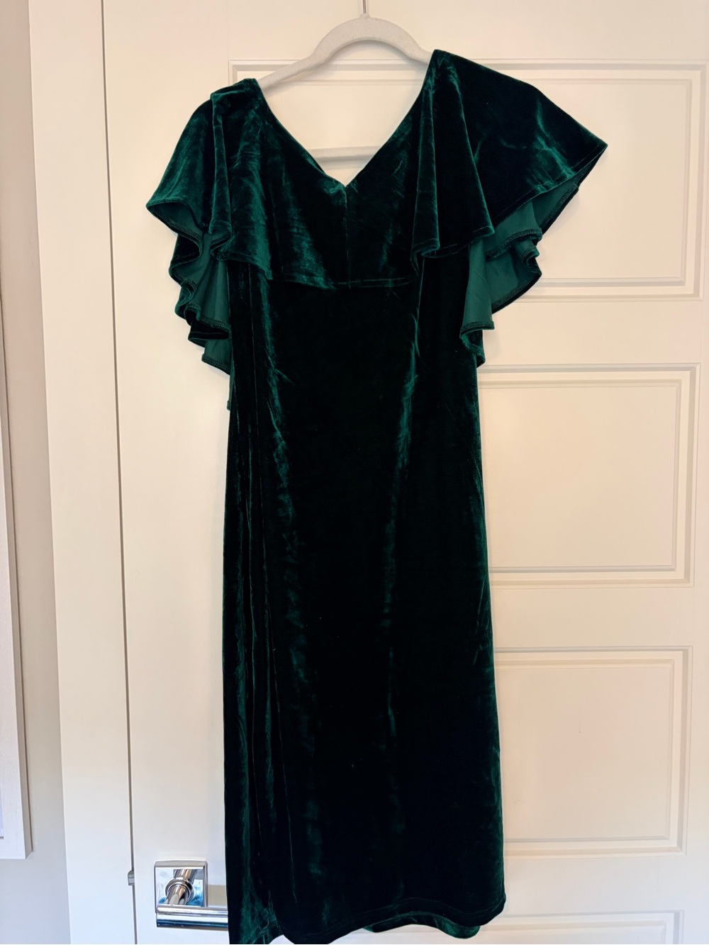 Unique Vintage XL off shoulder emerald velvet bodycon dress